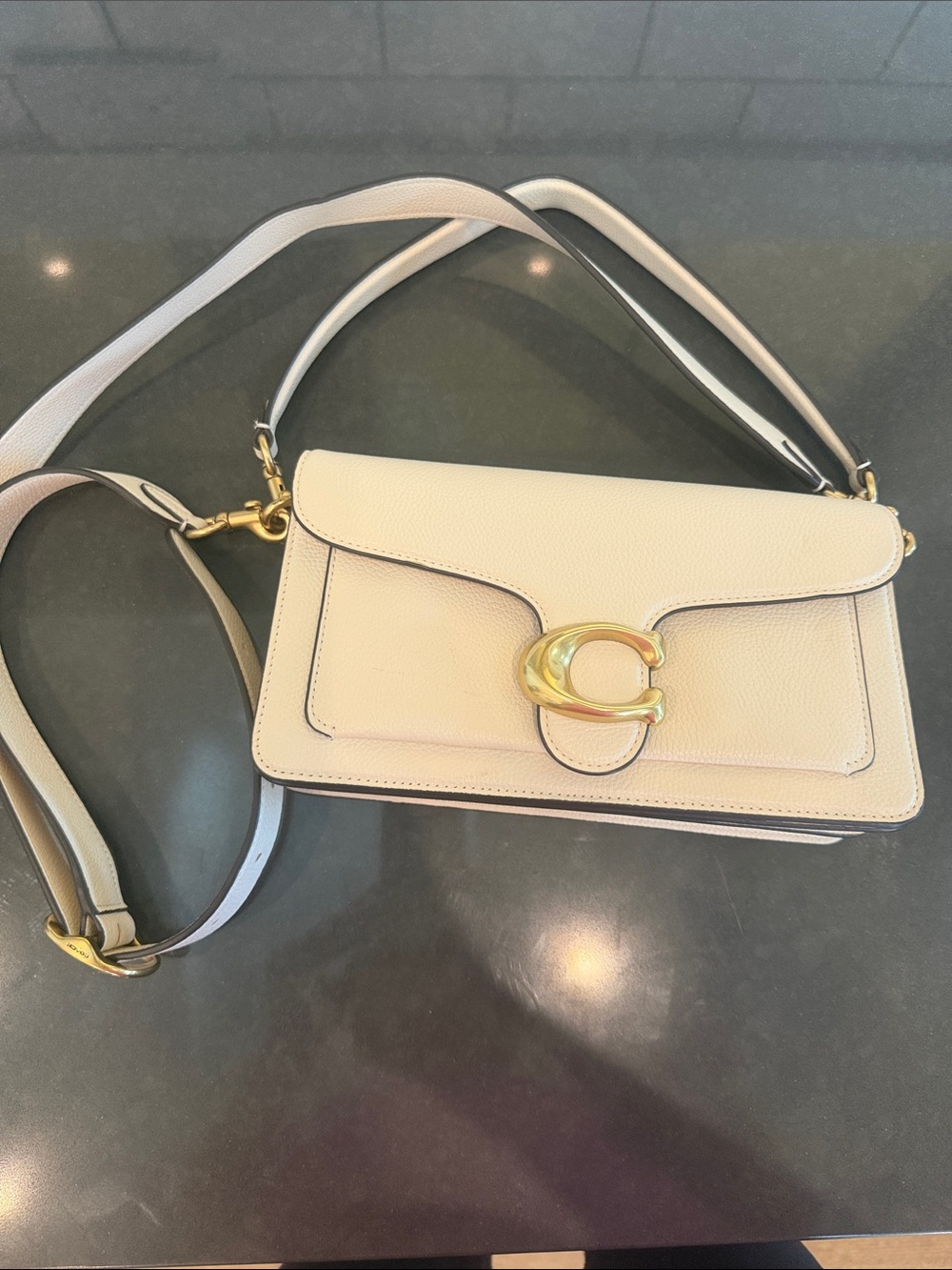 Coach Chalk Leather Shoulder Bag with Gold 'C' Clasp